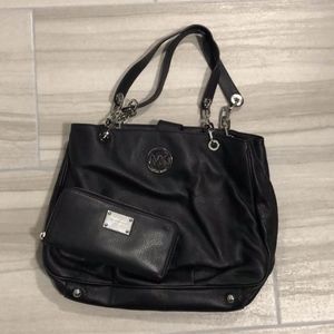 Michael Kors Black Soft Leather Satchel & Wallet
